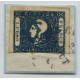 ARGENTINA 1859 GJ 17A ESTAMPILLA VARIEDAD COLOR AZUL INDIGO, MUY RARO EN FRAGMENTO U$ 140